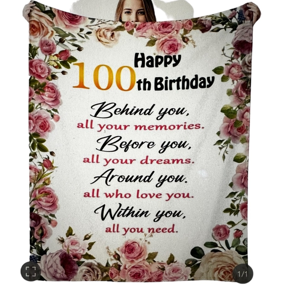 Happy 100th Birthday Throw Blanket 50x60